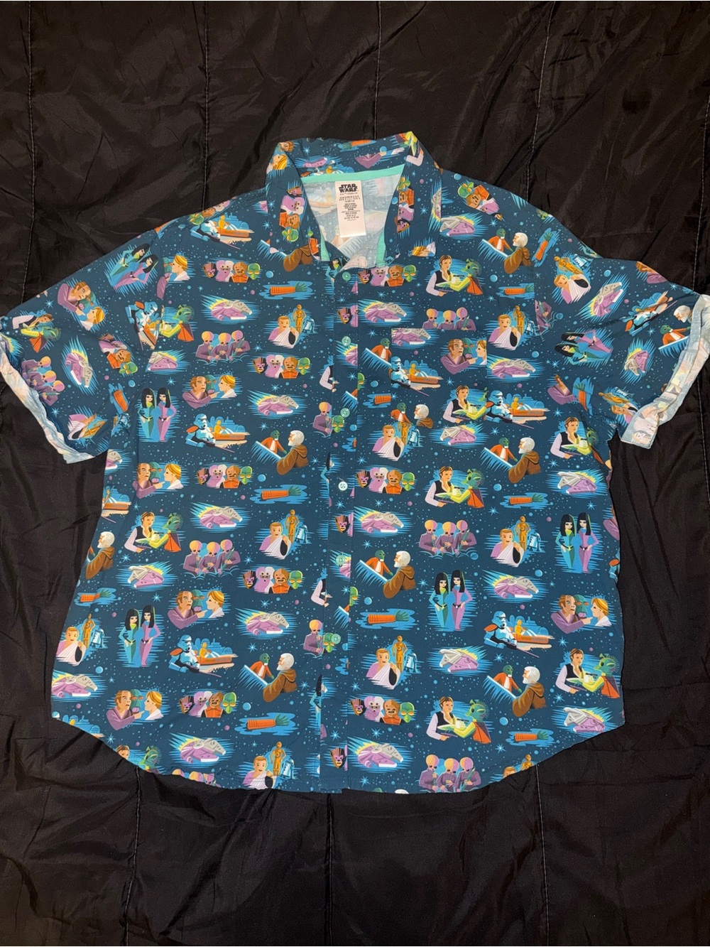 Star Wars Teal Character Print Camp Shirt